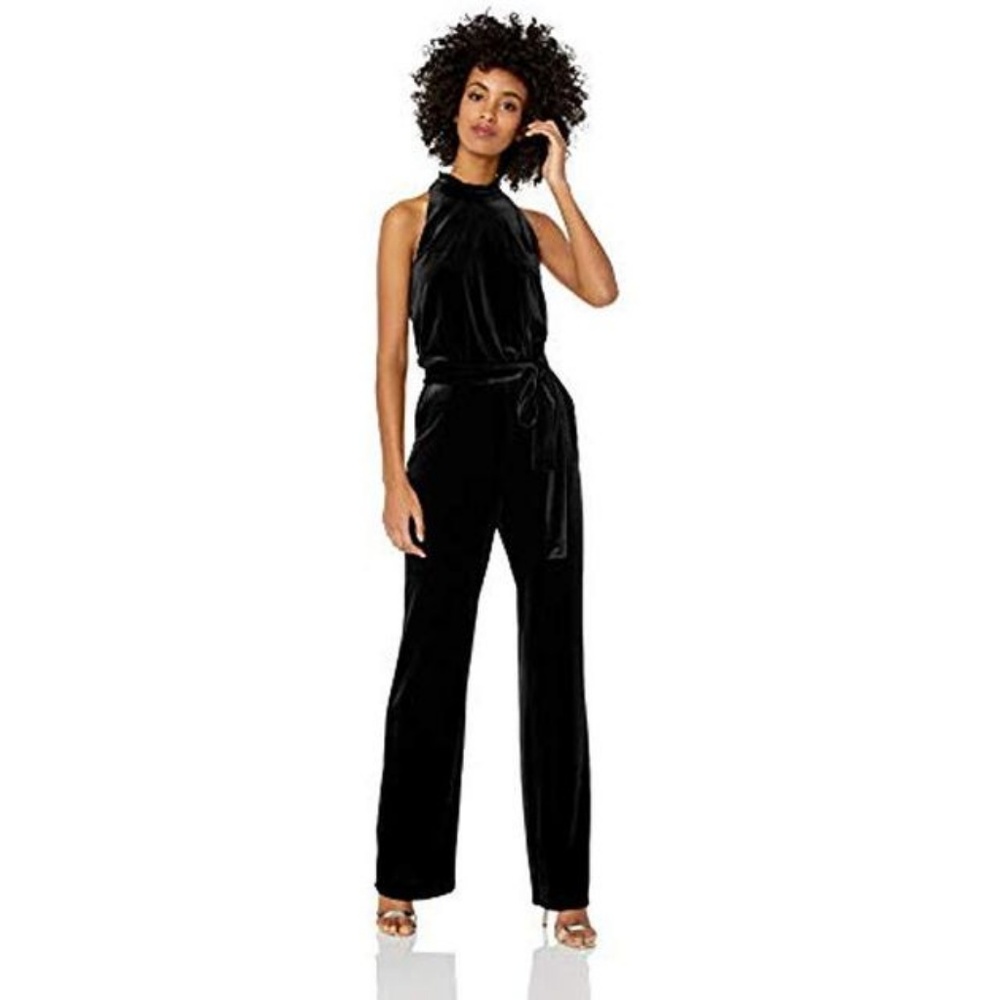 Vince Camuto Velvet Ruffle Neck Jumpsuit
